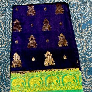 Indian Saree Royal blue and pastel green